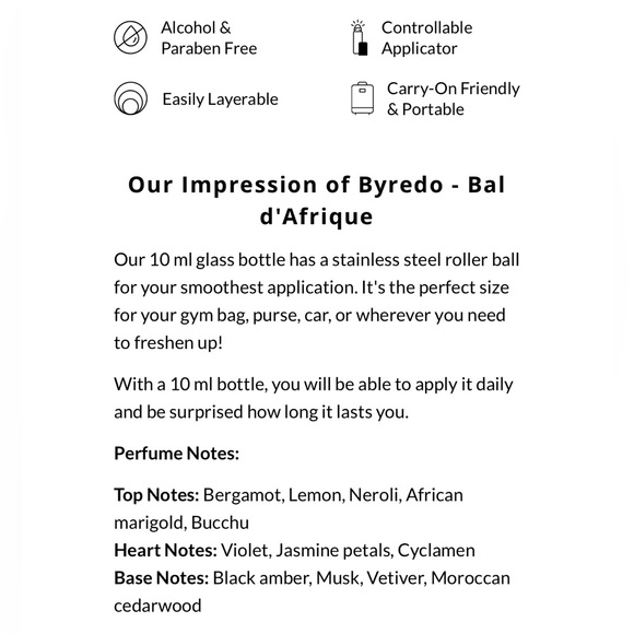 🪷 BYREDO Bal d'Afrique Perfume Oil by Oil Perfumery 🪷 - Picture 2 of 3